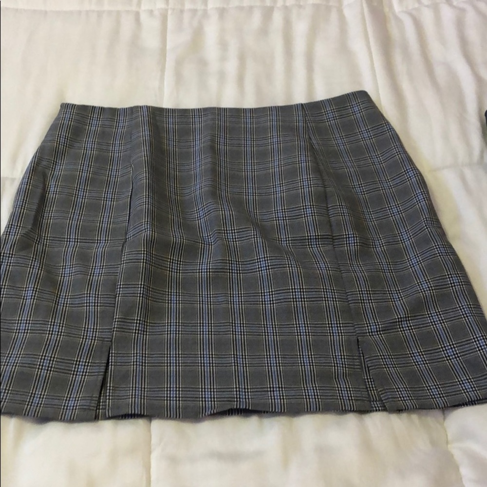 grey and blue plaid skirt NEVER WORN